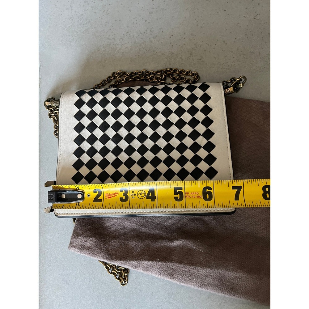 Bottega Veneta Card Holder Bag Black White Intrecciato Leather Crossbody Clutch - Picture 11 of 14